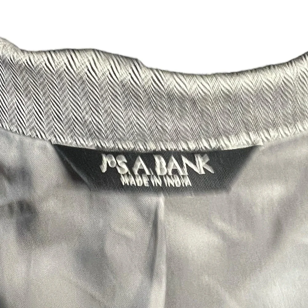 Jos A Bank Sport Coat 44L Grey Herringbone Silk‎ Camelhair Notched Lapel Classic
